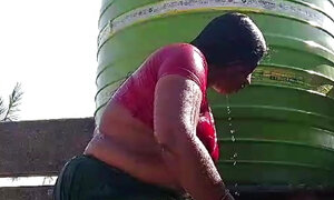 Desi Village house wife bathing video full open
