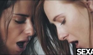 'These cute sexy lesbians lick each other to delicious orgasms'