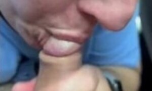 Slut wife Rachel sucks and swallows at the store