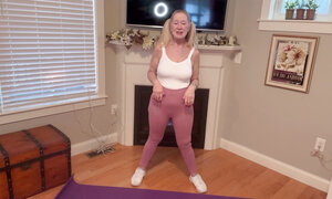 67-year-old, porn star, pink leggings, yoga