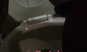 taking a piss and having a fart in a public restroom hairy girl slut fuck toy loves pee PinkMoonLust