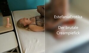 What an insane fuck. She moans gasping for air. Fast hard fuck with double creampie and tons of cum.