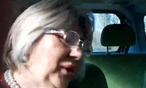 Italian grandma jerks in her truck