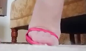 'Annabel’s slutty pink heels - nylon feet '