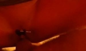 'FBB gags on cock with A2M and Anal Cream pie Vibrating nipple clamp on clit'