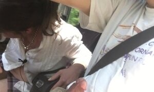 Cumshot Facial with HOT Blowjob and Fucking in the car on the way to the public beach!