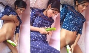 Horny Indian girl masturbates with cucumber Milky Pussy, Sex Lover Masturbates Her Tight Pussy and Creamy Cum Tamil sex video