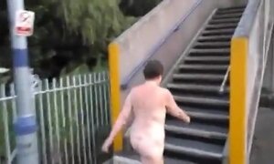 Mature amateur walking naked in public