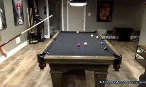 Naked milf play billiards