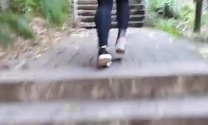 Sexy wife tight ass booty running up stairs