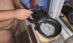 My sex slave eats my cum fried with butter