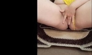 Horny milf rubs and finger her pink pussy as her bf watch