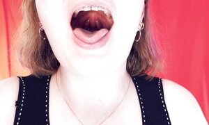 ASMR: braces and chewing with saliva and vore fetish SFW hot video by Arya Grander