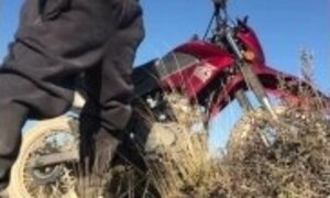 my dick riding a motorcycle through rough routes, and a necessary technical stop