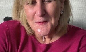 'Filthy Stepmom dribbles a mouthful of Cum'