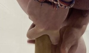 Monster anal dildo fuck with giant rolling pin, male anal, sexy toys, shower fuck, gaping anus