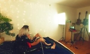 'Lesbian girls have hitachi orgasms in latex and leather, fetish 4k video, Arya Grander and Keokistar'