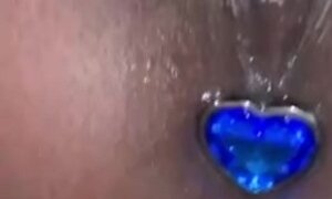 'Wet as pussy with anal plug ready for big dick'